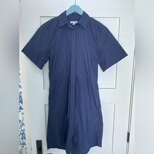 Kit and Ace Marbella Shirt Dress. Navy Pinstripe. XXS.